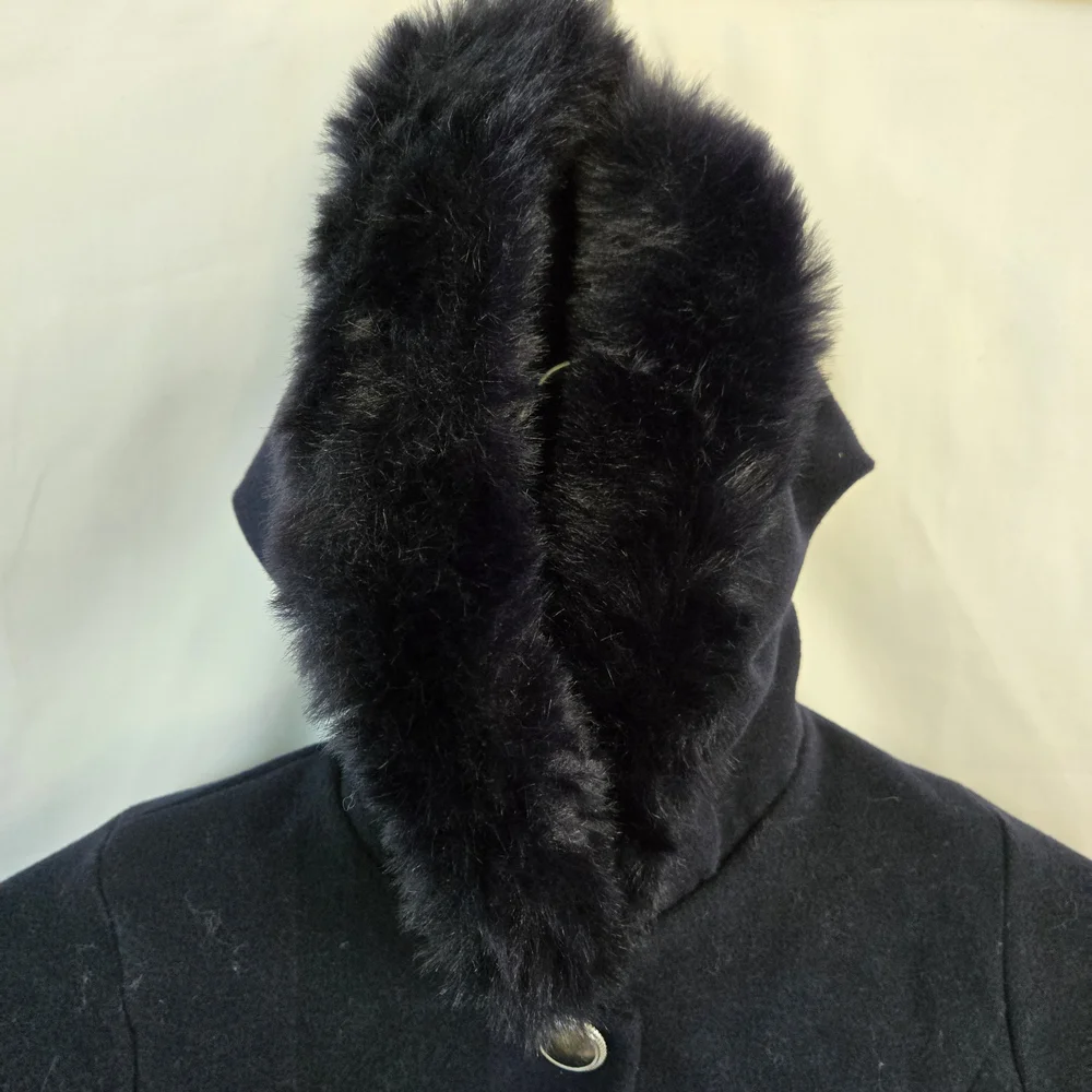 Rothschild & Co Girls Navy Blue Hooded Faux Fur Trim Lined Swing Pea‎ Coat Sz 6